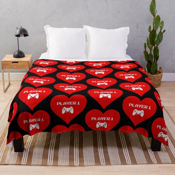Item preview, Player 1 Gamer (Matching set available) Red heart multiplayer retro arcade typography - Gamer valentines: (block white retro typography red heart). Dark mode. designed and sold by Deegital18.