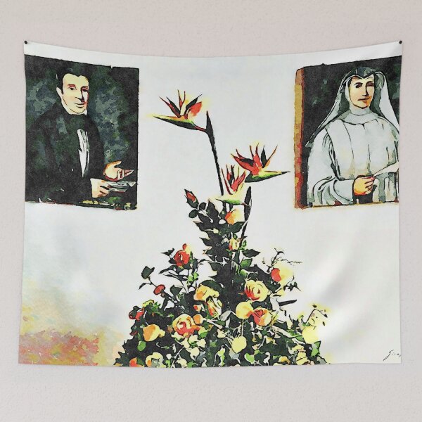 Item preview, Istituto Emiliani: flower and portraits of the founders designed and sold by Giuseppe Cocco.