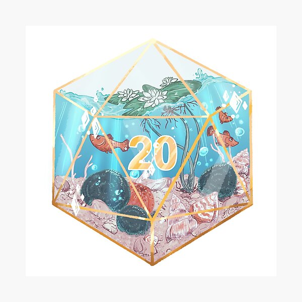D20 Underwater Dice Terrarium Photographic Print