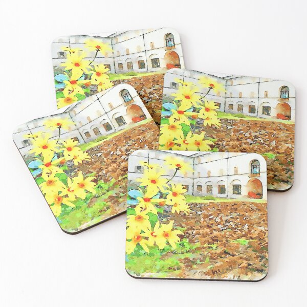 Item preview, Istituto Emiliani: yellow flowers with plowed field inside cloister of the convent designed and sold by Giuseppe Cocco.