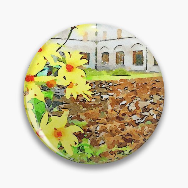 Item preview, Istituto Emiliani: yellow flowers with plowed field inside cloister of the convent designed and sold by Giuseppe Cocco.