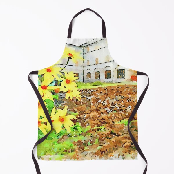 Item preview, Istituto Emiliani: yellow flowers with plowed field inside cloister of the convent designed and sold by Giuseppe Cocco.