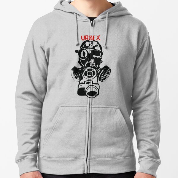 Urban Exploration UrbEx Gas Mask Skull Zipped Hoodie