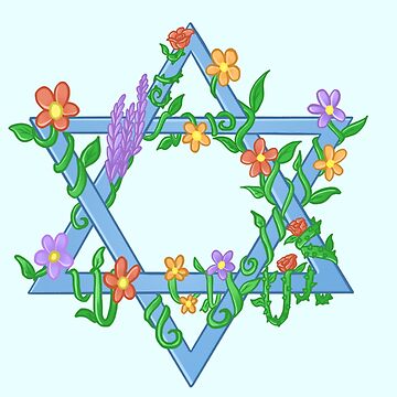Artwork thumbnail, Floral Star of David : Magen David : Jewish Symbols : Judaism by erinacrafts