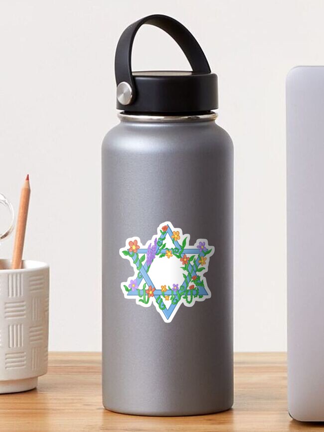 Thumbnail 1 of 3, Sticker, Floral Star of David : Magen David : Jewish Symbols : Judaism designed and sold by erinacrafts.