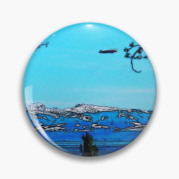 Item preview, Lake Constance and snow-capped mountains in spring comic style designed and sold by frankuffmann.