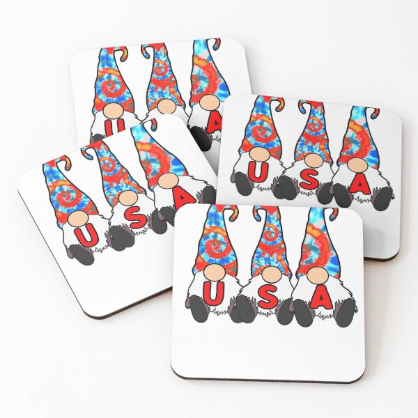 Item preview, 3 Cute Patriotic Gnomes American Tie Dye  Flag Red White Blue USA designed and sold by funnytshirtemp.