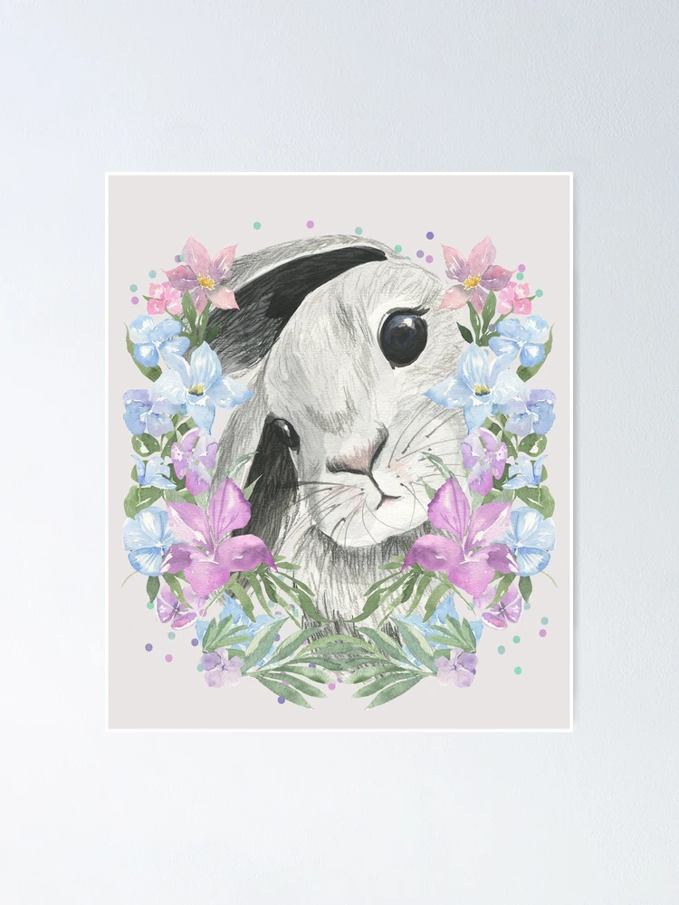 Thumbnail 1 of 3, Poster, Pretty Bunny Rabbit Spring Florals designed and sold by TLSDesigns.