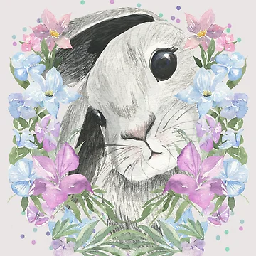 Artwork thumbnail, Pretty Bunny Rabbit Spring Florals by TLSDesigns