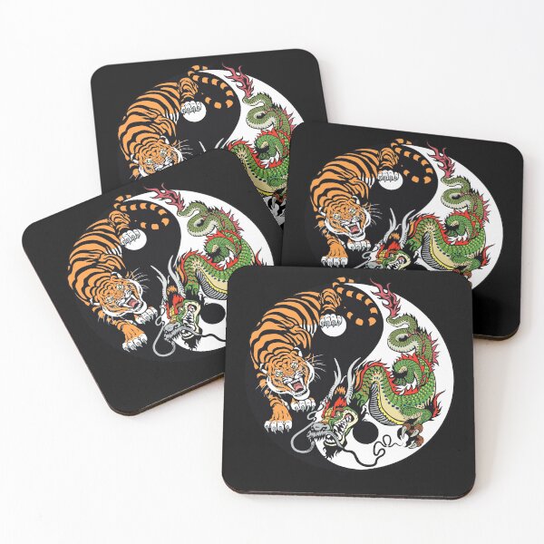 Artikelvorschau, Chinesisches Drachen- und Tiger-Tattoo-Grafik-Yin- und Yang-Symbol entworfen und verkauft von enjoytheshirt.