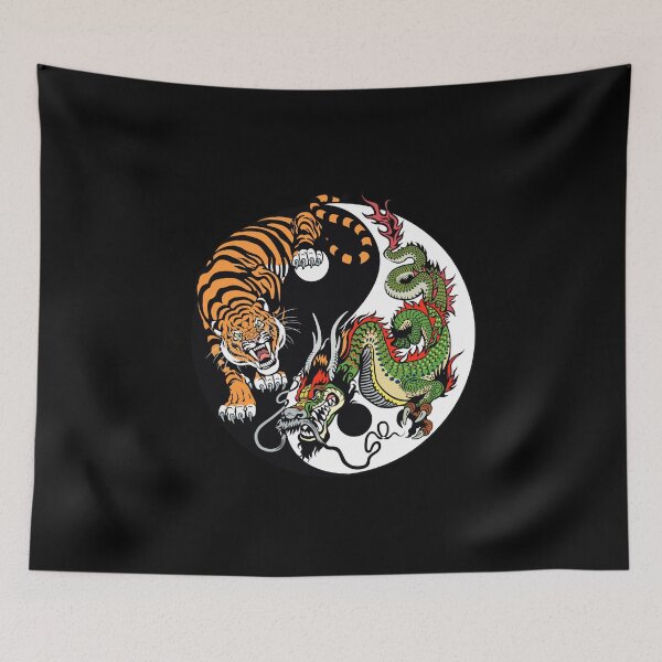 Artikelvorschau, Chinesisches Drachen- und Tiger-Tattoo-Grafik-Yin- und Yang-Symbol entworfen und verkauft von enjoytheshirt.
