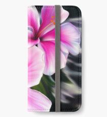 Bright Pink Hibiscus Flowers iPhone Flip-Case/Hülle/Klebefolie