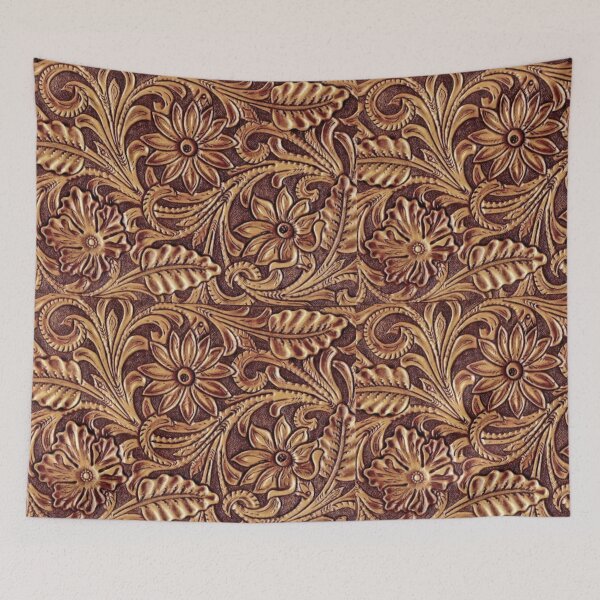 Item preview, Faux Leather Western Tooled Southwestern Daisies Floral Cowgirl Cowboy Country Ranch Rodeo Farm Girl designed and sold by scboutique.