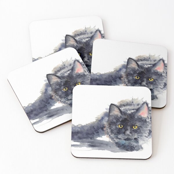 Item preview, Watercolor Black Cat, "On the Hunt" designed and sold by Elizabeth Redford.