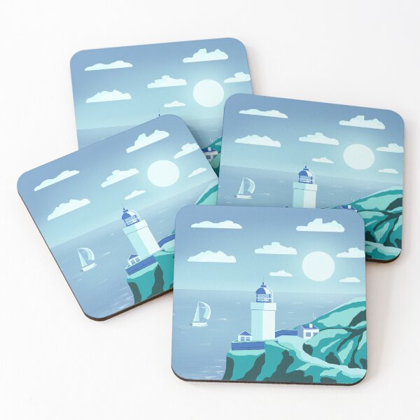Item preview, Lighthouse 6 - minimal artwork in blue and cyan colours designed and sold by Julia Rudens.