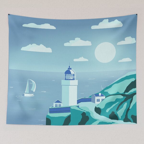 Item preview, Lighthouse 6 - minimal artwork in blue and cyan colours designed and sold by Julia Rudens.
