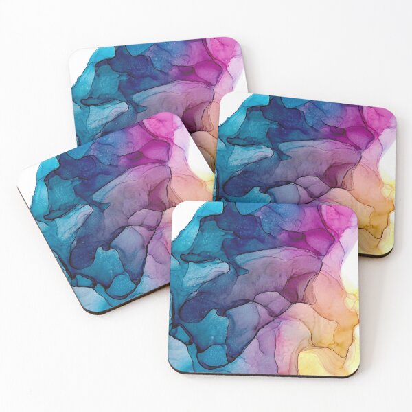Item preview, Blue Purple Pink and Gold Abstract 2.3 Alcohol Ink Modern Painting by Herzart designed and sold by herzart.