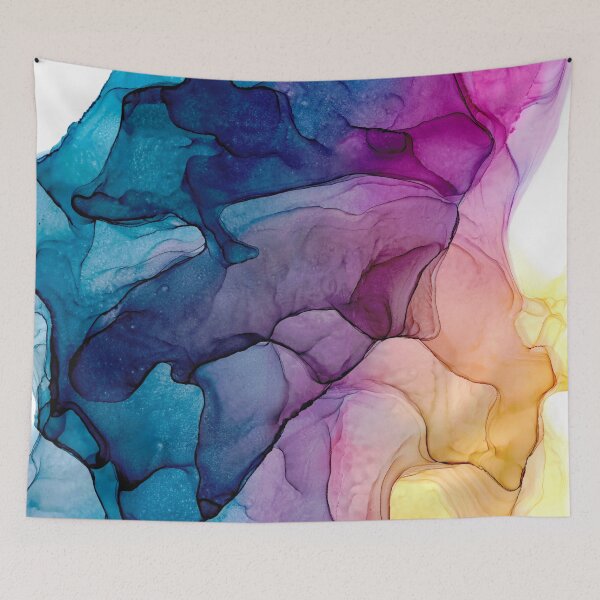 Item preview, Blue Purple Pink and Gold Abstract 2.3 Alcohol Ink Modern Painting by Herzart designed and sold by herzart.