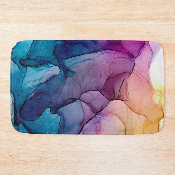 Item preview, Blue Purple Pink and Gold Abstract 2.3 Alcohol Ink Modern Painting by Herzart designed and sold by herzart.