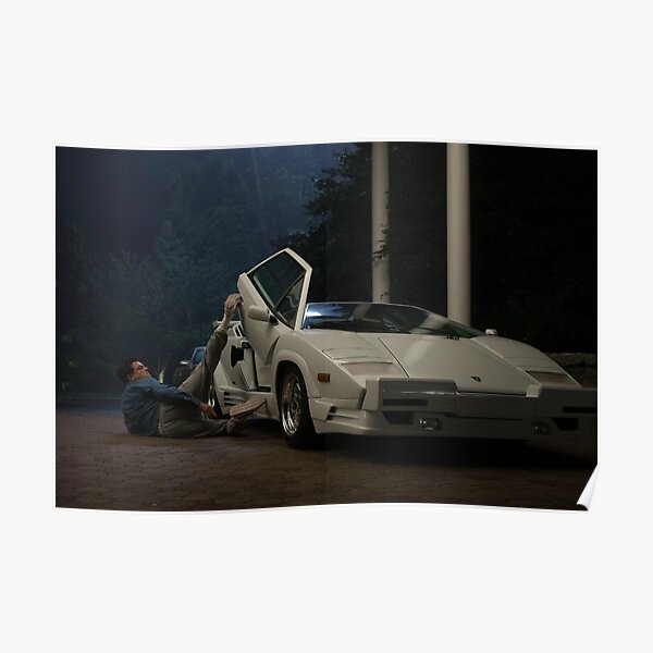 Loup de Wall Street Lambo Blanc Poster