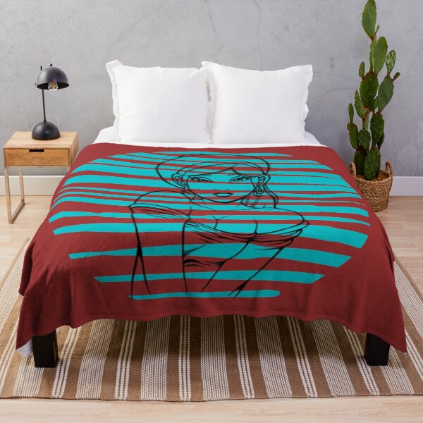 Item preview, # 128- A beautiful, feminine and happy face, hidden behind a blue striped top - Kook Art designed and sold by KookArt.