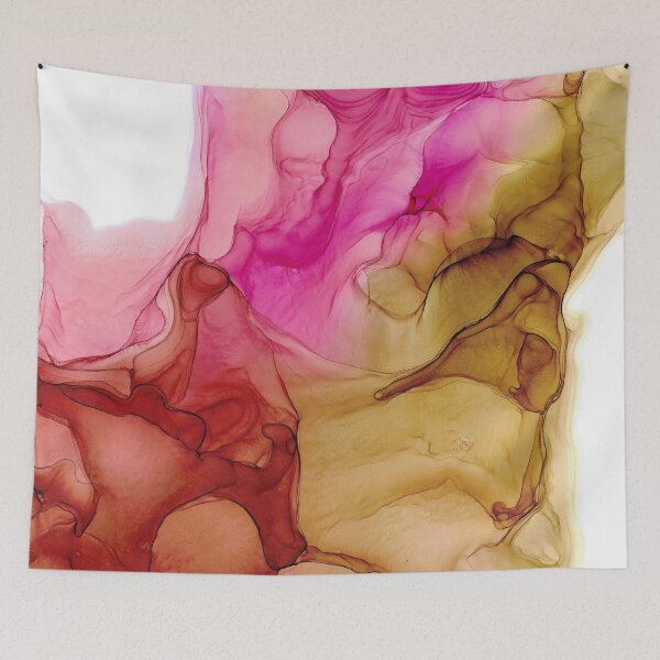 Item preview, Pink and Brown Abstract 2.3 Alcohol Ink Modern Painting by Herzart designed and sold by herzart.