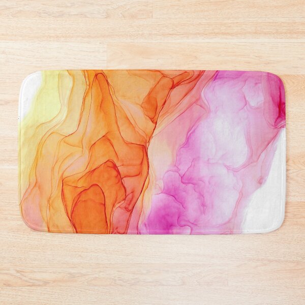Item preview, Yellow Golden Orange and Pink Abstract 2.3 Modern Alcohol Ink Painting by Herzart designed and sold by herzart.