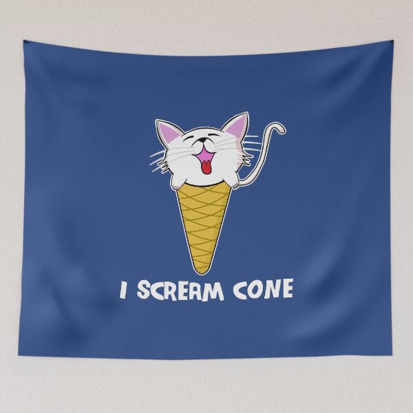 Aperçu de l'œuvre I Scream Cone Funny Cat In Ice Cream Cone créée et vendue par Kawaiindoodle.
