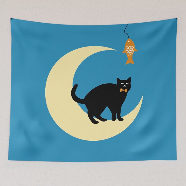 Item preview, Cat Moon & Fish Graphic designed and sold by STUDIO-72.