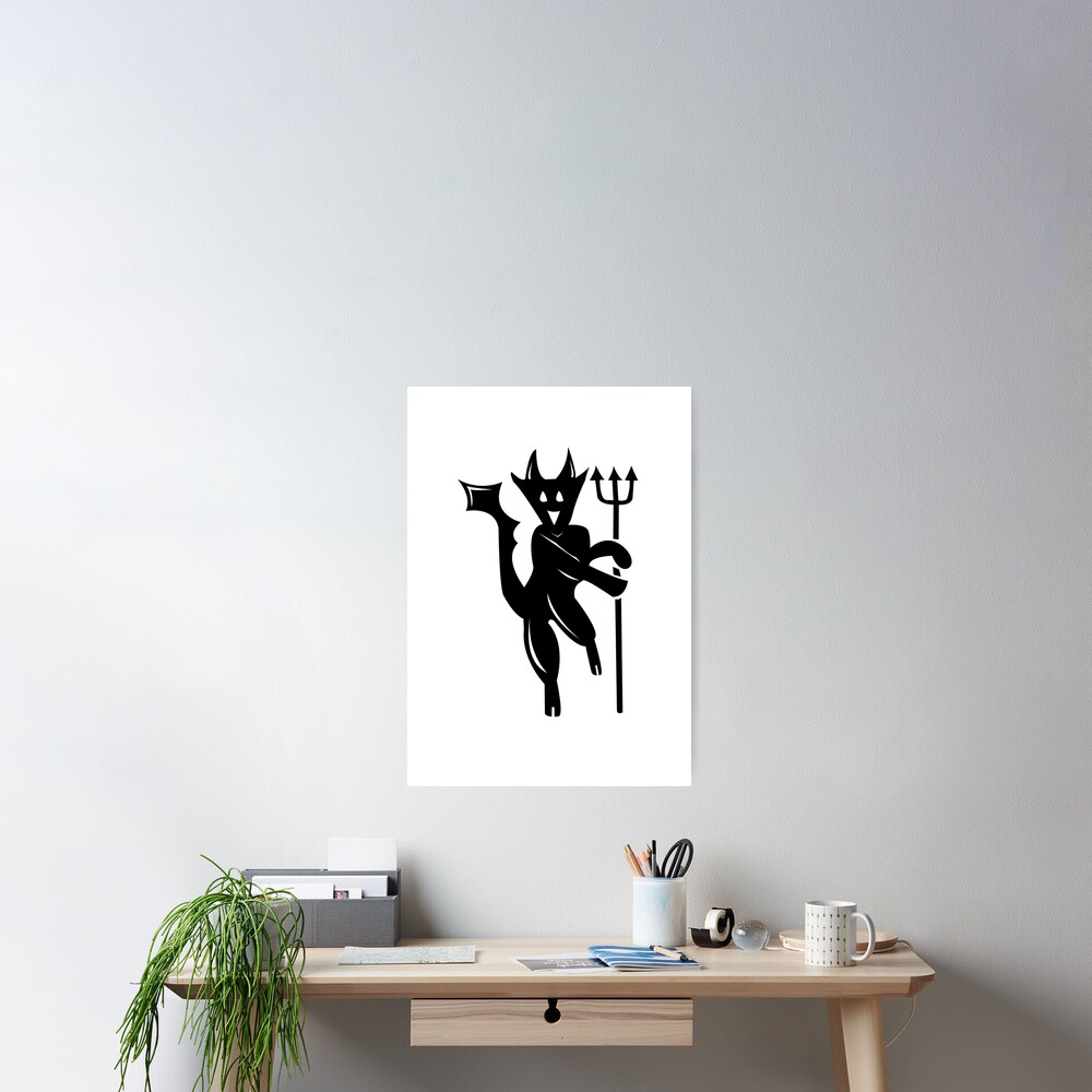 "Manchester United Red Devil Mascot Silhouette" Poster for Sale by