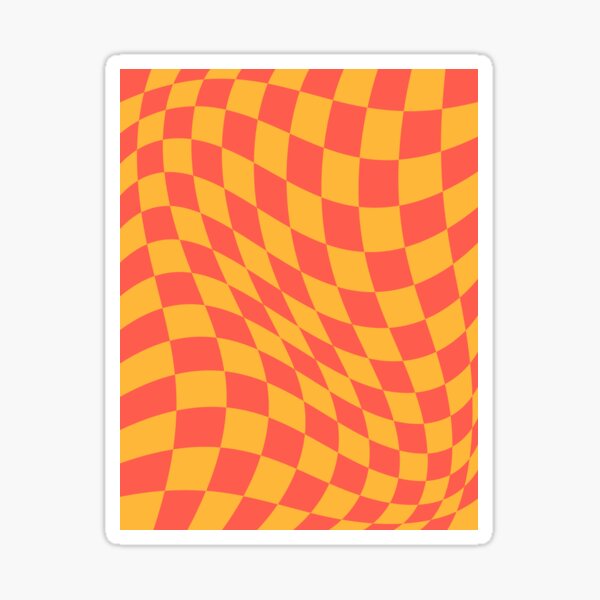 Warped Check Orange Yellow Sticker