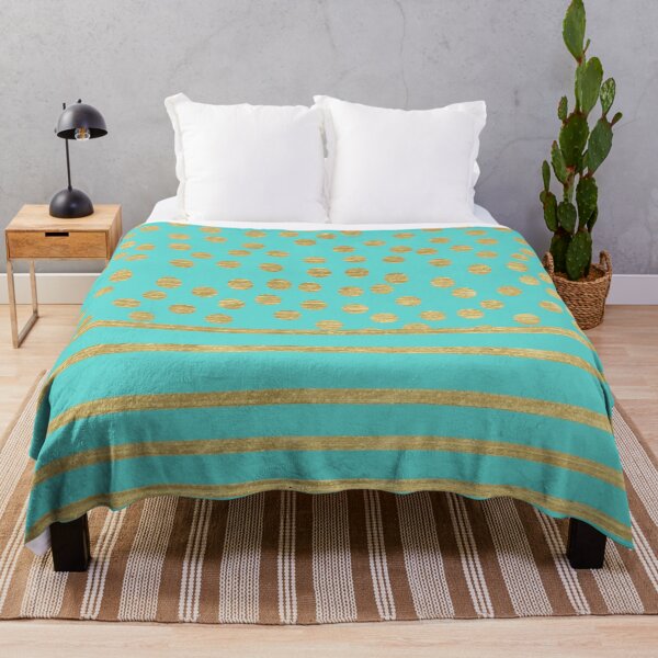 Item preview, Turquoise and gold spots and stripes pattern designed and sold by SJAPhoto.