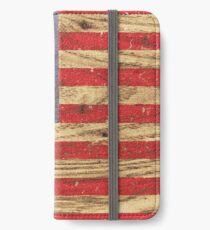 Vintage Patriotic American Flag on Old Wood Grain iPhone Wallet/Case/Skin