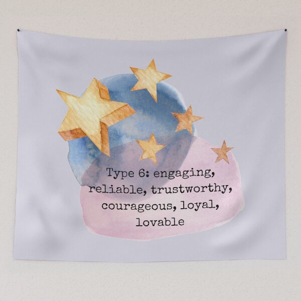 Item preview, Enneagram Type 6 Six Personality Test Myers Briggs Watercolor Stars Celestial Pink Lilac designed and sold by BohoStudio.