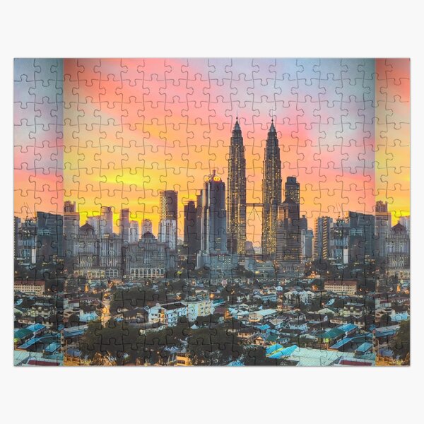 "KLCC over a Malaysian sunset" Jigsaw Puzzle for Sale by codepuns