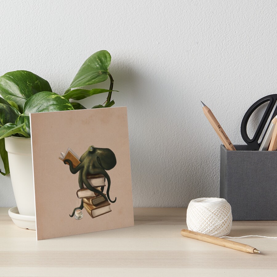 Well-Read Octopus Art Board Print