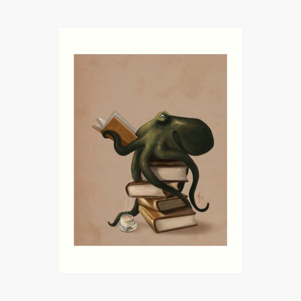 Well-Read Octopus Art Print