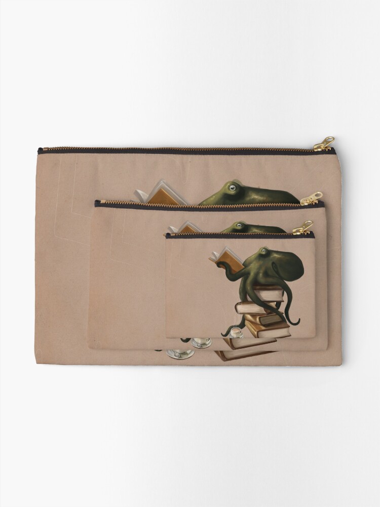 Alternate view of Well-Read Octopus Zipper Pouch