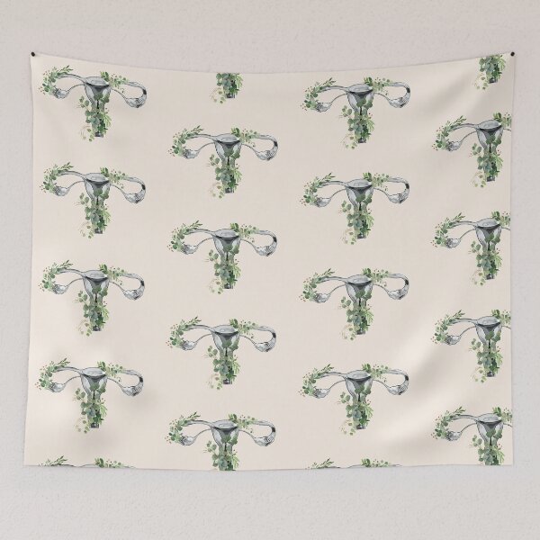 Item preview, Uterus Pro choice Feminist eucalyptus leaves designed and sold by Collagedream.