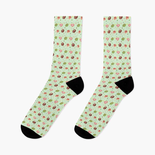 Item preview, seamless pattern with watercolor hand drawn pastries isslustrations. brown, salmon and green pistacchio colors illustration on the green background designed and sold by linagaiaart.