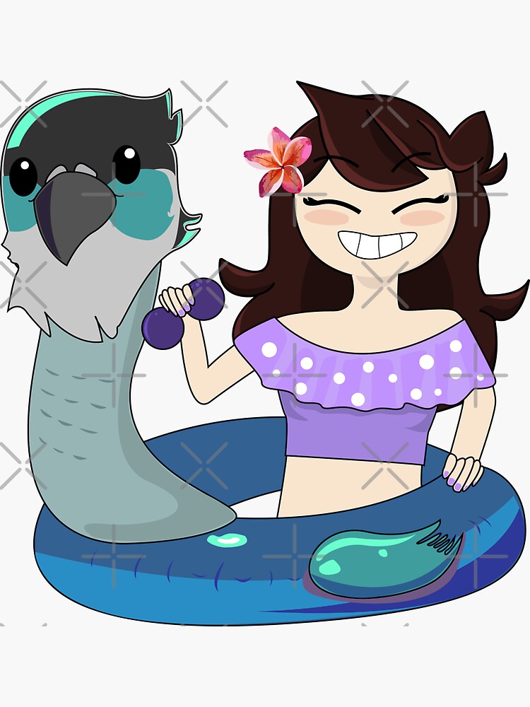 Jaiden animations cute bird swimming in pool holing sunglasses, bird saving  buoy and have fun, summer swimsuit | Sticker