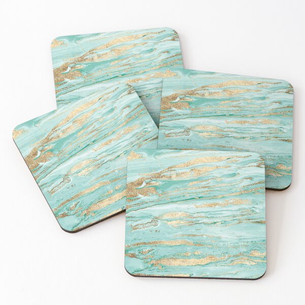 Item preview, Stylish Mint Gold Marble Abstract Liquid Paint designed and sold by InovArtS.