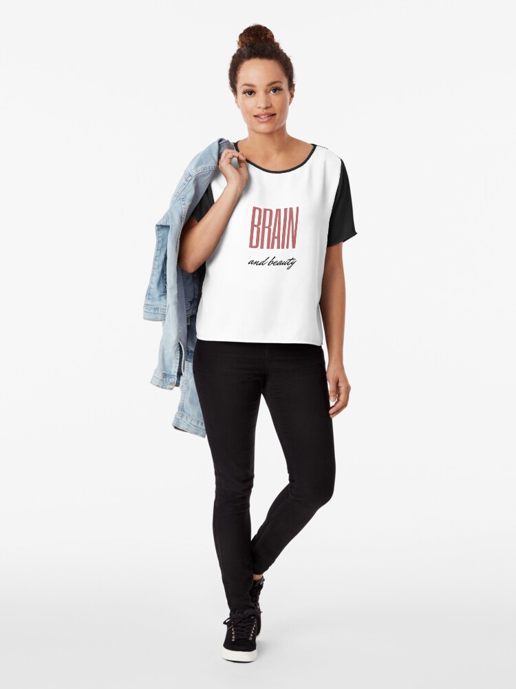 Aperçu 4 sur 6. Top mousseline avec l'œuvre Brain and Beauty T Shirt créée et vendue par HerLyfestyle.