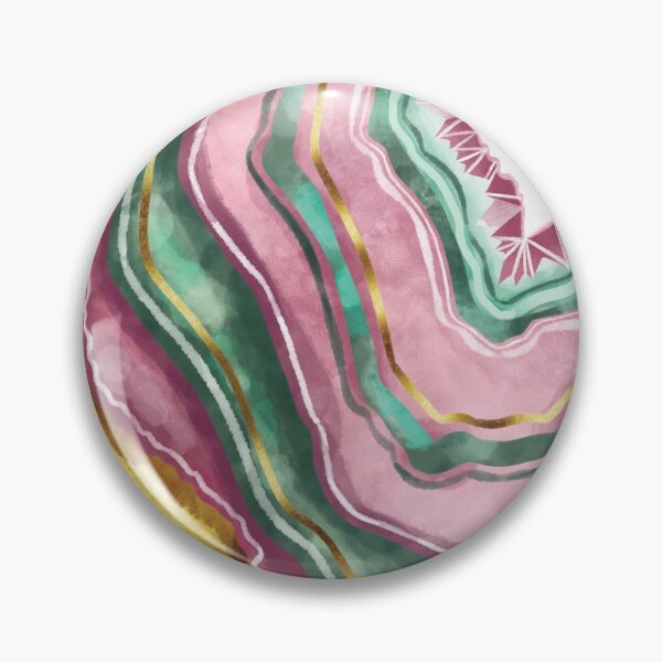 Item preview, watercolor pink crystal with flowers, geode, gemstone, geology, agate slice, boho crystal, watercolor crystal, witch aesthetic, gold crystal designed and sold by Anaïs Illustration.