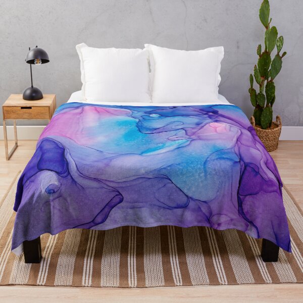 Item preview, Moon in the Water Abstract 2.3 Modern Alcohol Ink Painting by Herzart Blue and Purple designed and sold by herzart.