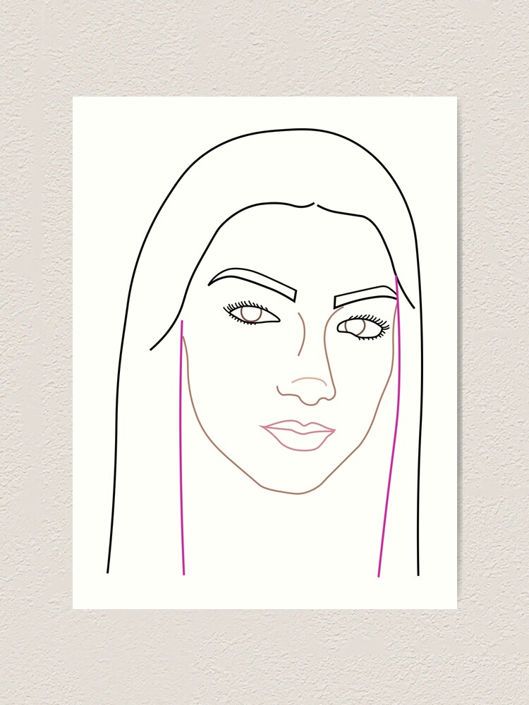 Charli D'Amelio Contour Line Drawing - pink hair, white background Charli D'Amelio Contour Line Drawing - pink hair, white background