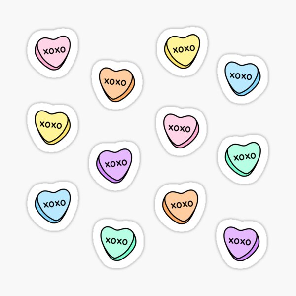 Men Women Kids Valentine's Day Conversation Candy Hearts Sticker for Sale  by aqualiontees