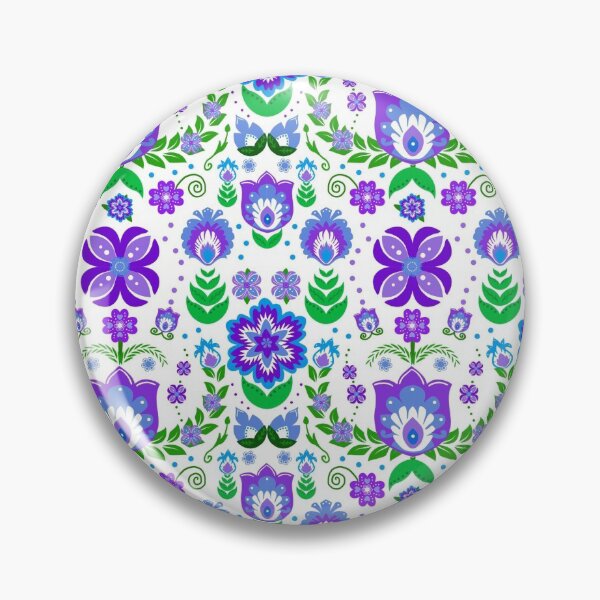 Item preview, Festive Folk Art Flowers on White designed and sold by KrisInStitches.