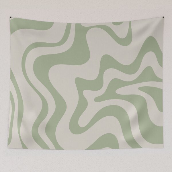 Item preview, Liquid Swirl Contemporary Abstract Pattern in Sage Green and Beige designed and sold by kierkegaard.