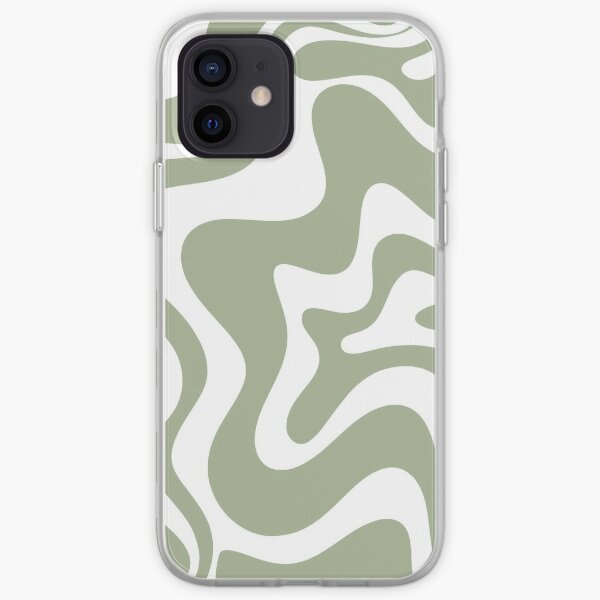 Liquid Swirl Contemporary Abstract Pattern In Sage Green And White Iphone Case Cover By Kierkegaard Redbubble